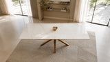 Tavolo Eracle Gamba Oro Piano Calacatta Gold