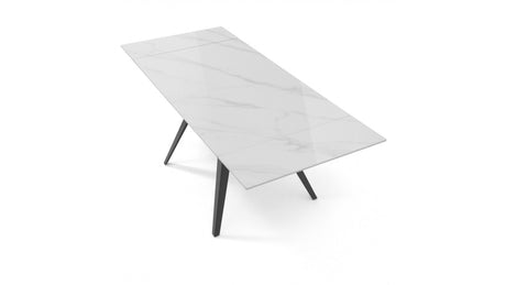 Tavolo GIOELE gamba nera piano vetroceramica bianco