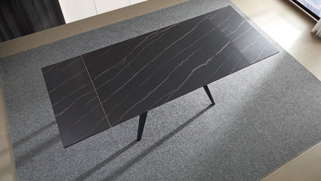 Tavolo GIOELE gamba nera piano vetroceramica nero