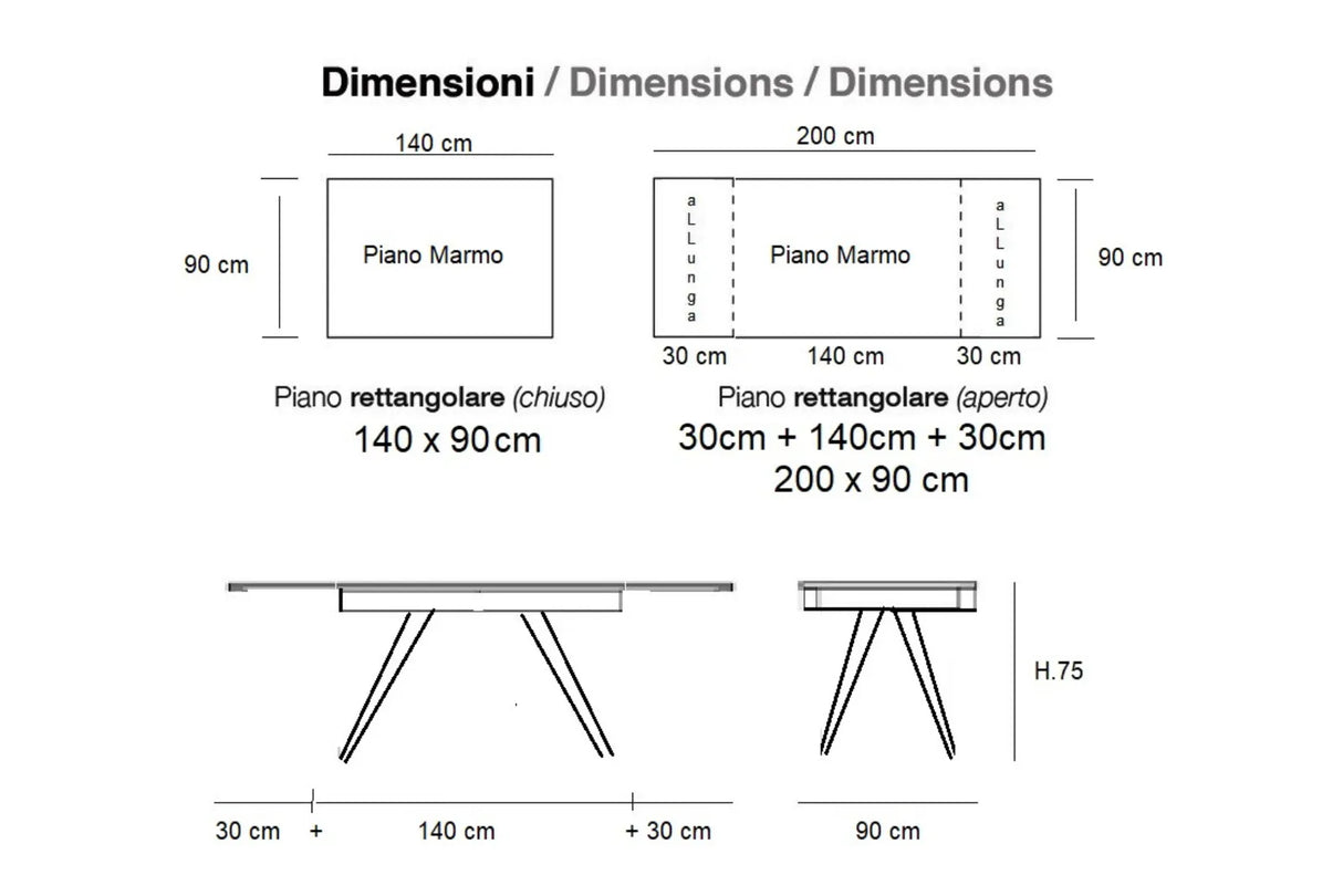 Tavolo GIOELE gamba bianca