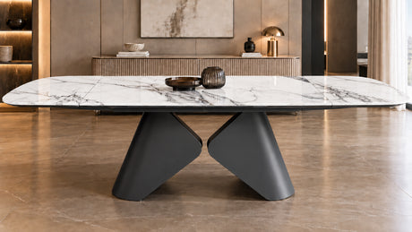 Tavolo Allungabile NETTUNO – Marmo Bianco con Base Antracite 180/260 cm