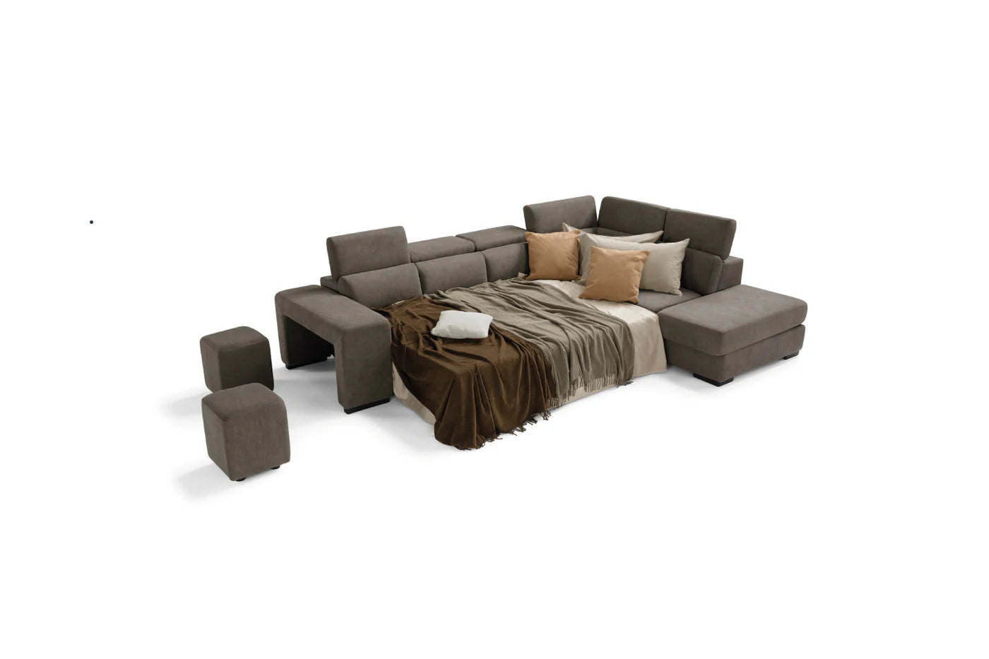 Divano TALENTO 3 posti max, angolo terminale con pouf contenitore