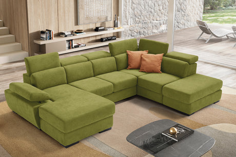 Divano FABIOLA chaise longue 2 posti con angolo terminale e pouf contenitore