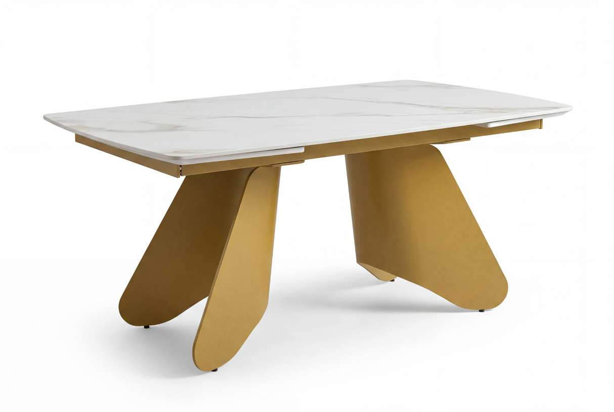 Tavolo Ulisse Gamba Oro Piano Calacatta Gold