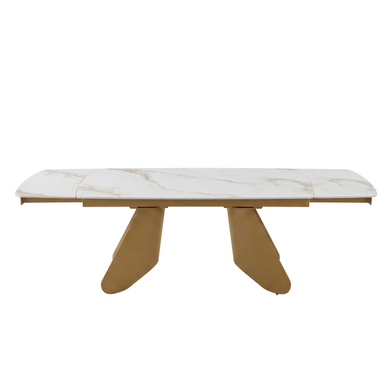 Tavolo Ulisse Gamba Oro Piano Calacatta Gold