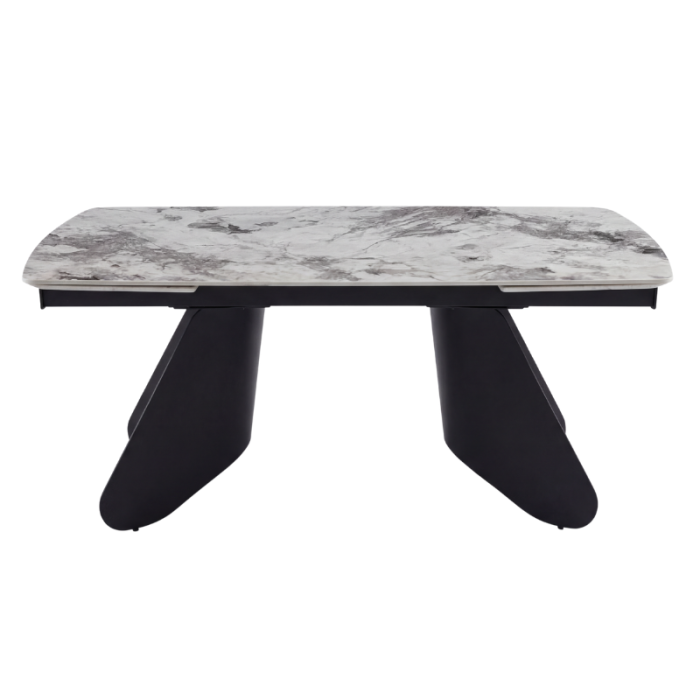 Tavolo Ulisse Gamba Nera Piano Marmo Grigio