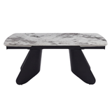 Tavolo Ulisse Gamba Nera Piano Marmo Grigio