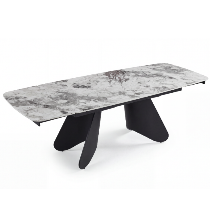 Tavolo Ulisse Gamba Nera Piano Marmo Grigio